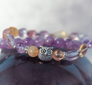 Два браслета «Лунная Сова. Аметист»